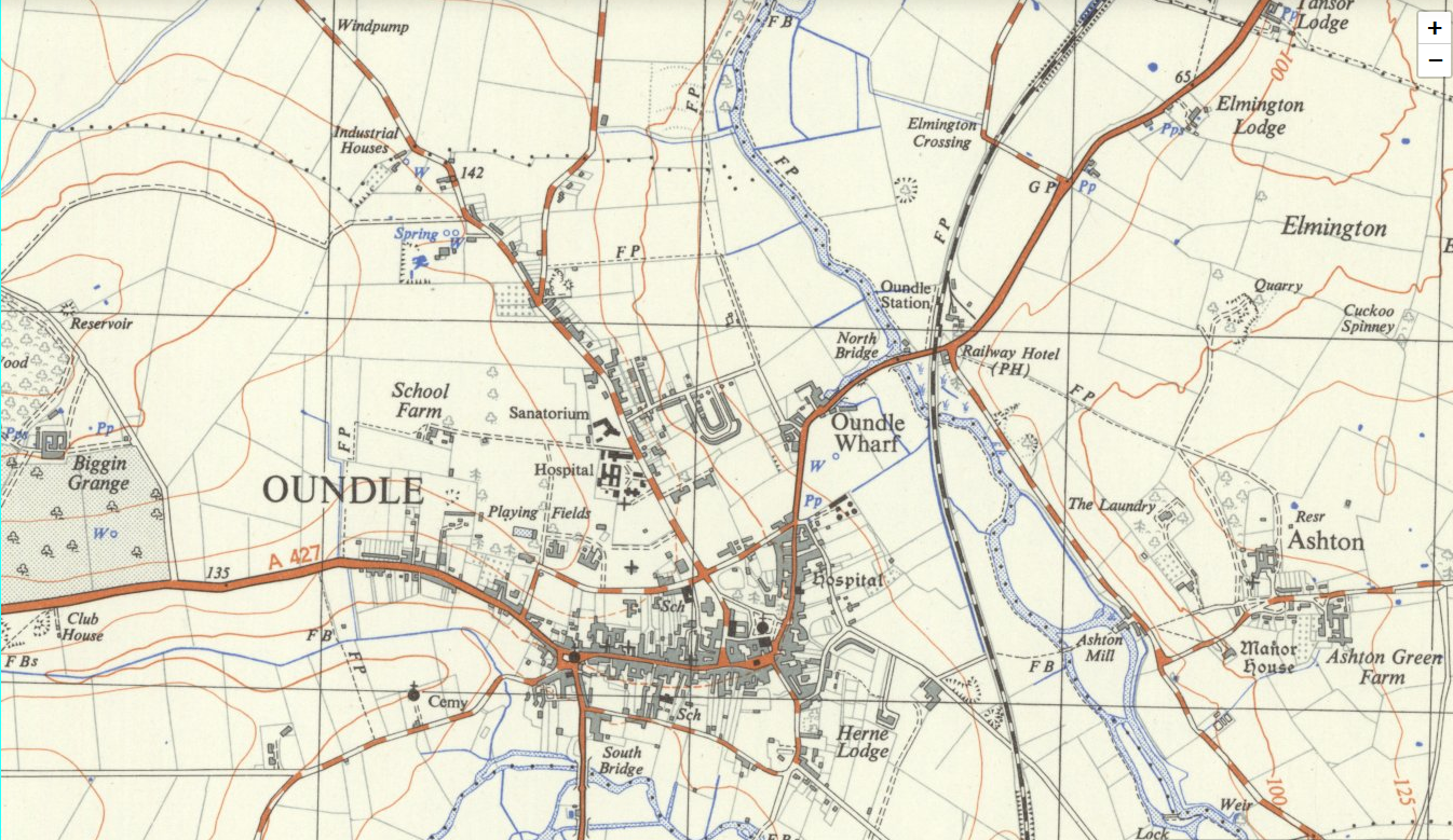 Map of Oundle circa 1945